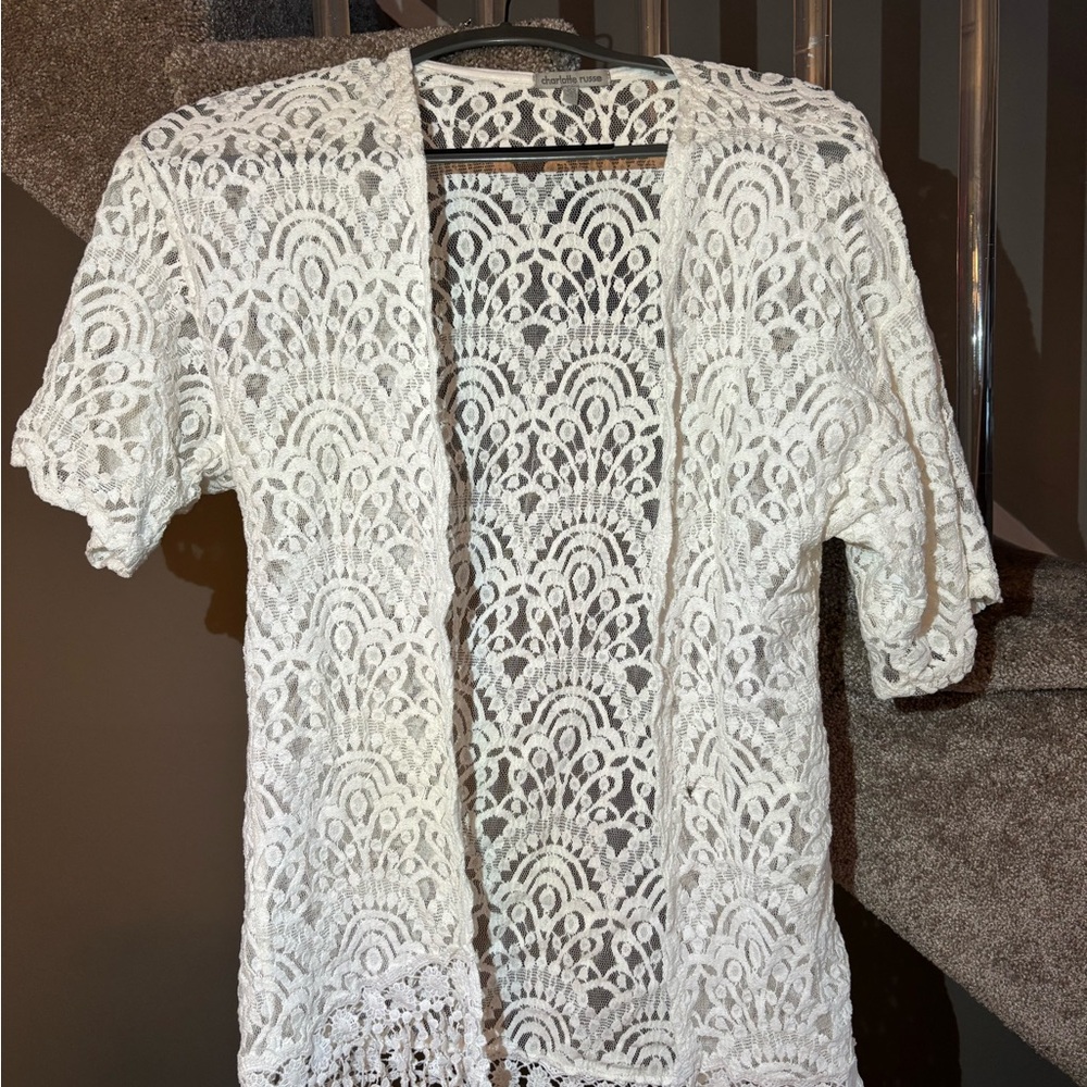 Charlotte Russe White Lace Cardigan
